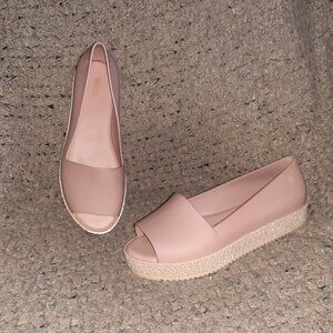 MELISSA-Puzzle Platform Sandals-Dusty Pink-Open Toe Slip On-Sz 6-Excellent